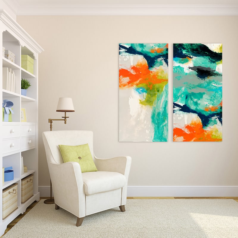 "Tidal Abstract' Glass Wall Art Printed on Frameless Free Floating Tempered Glass Panel