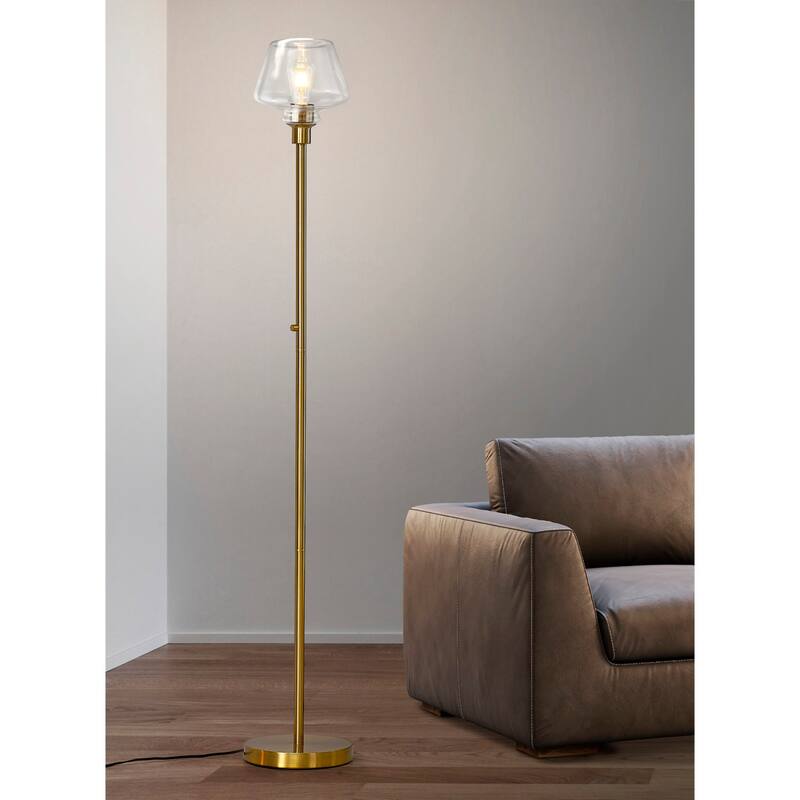 Cafe 71"H LED Dimmable Glass Shade Torchiere Floor Lamp with LED Bulb