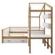 preview thumbnail 7 of 8, Full Size Wooden House Bed Original Wood Colored Frame with Drawer, Platform Bed with Desk and Bookshelf, White