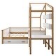 preview thumbnail 7 of 9, Roomfitters Full Size Wooden House Bed Frame with Trundle, Built-In Desk, and Shelving, Playhouse Platform Bed for Kids