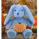 preview thumbnail 4 of 4, DolliBu Soft Baby Blue Rabbit Stuffed Animal with Pumpkin Plush Decor - 8 inches