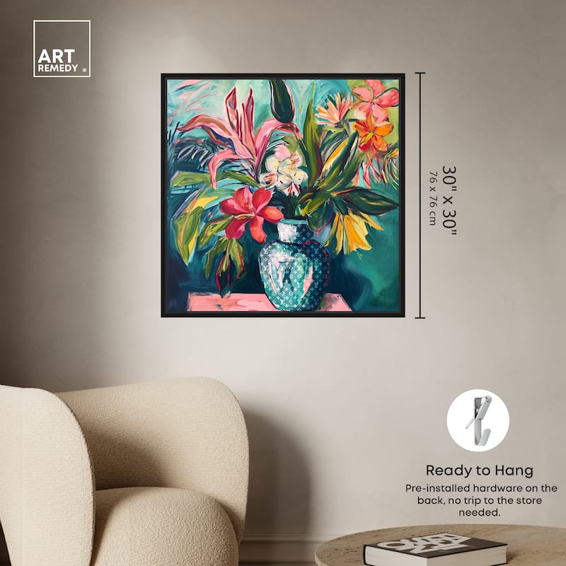 Art Remedy Vase Of Tropical Flowers Framed Flowers In Vase Paintings