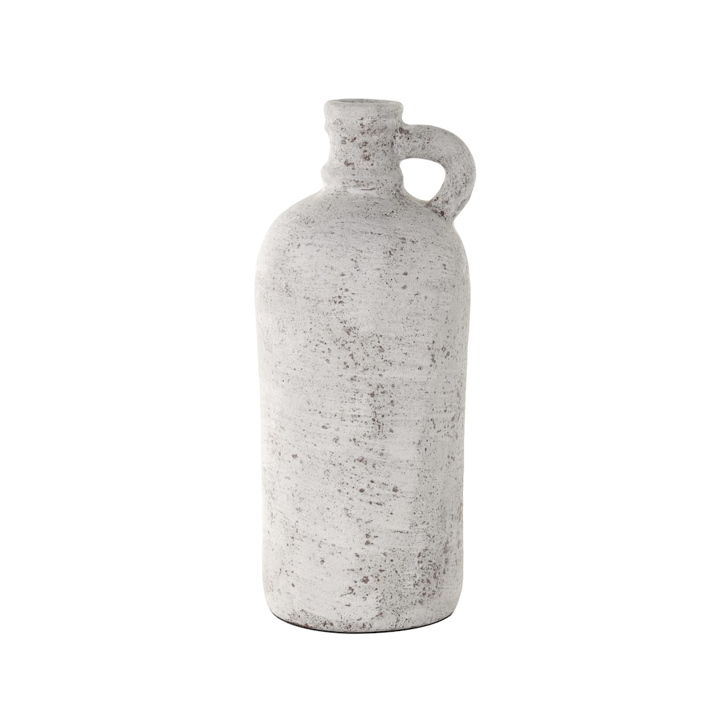Ceramic Antique Style Textured Vase - Cream - Roche River Decor - 7"W x 7"L x 17"H