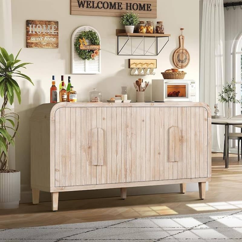 59'' Farmhouse Curved Vintage Storage Sideboard