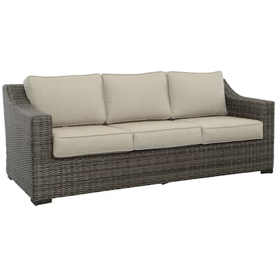 Jarrow Rattan Wicker Sofa, Brown/ Gray