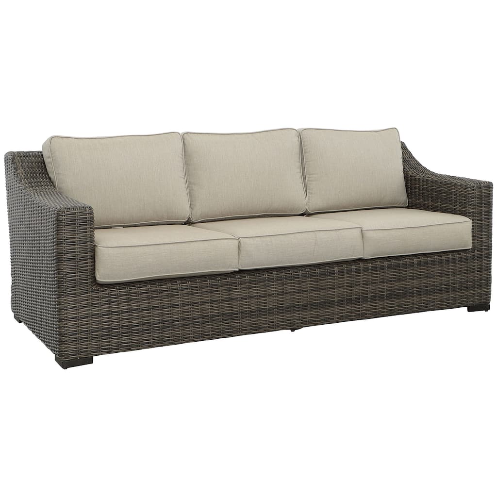 Jarrow Rattan Wicker Sofa, Brown/ Gray