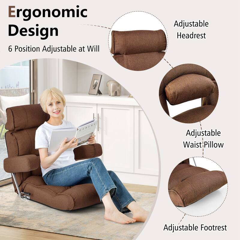 Costway Adjustable Lazy Sofa with Stepless Adjustable Back & - See Details