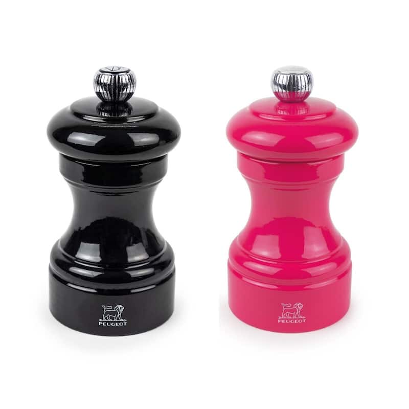 Peugeot Bistro Pepper and Salt Mill Set - 10cm - 4in. - Black and Candy Pink