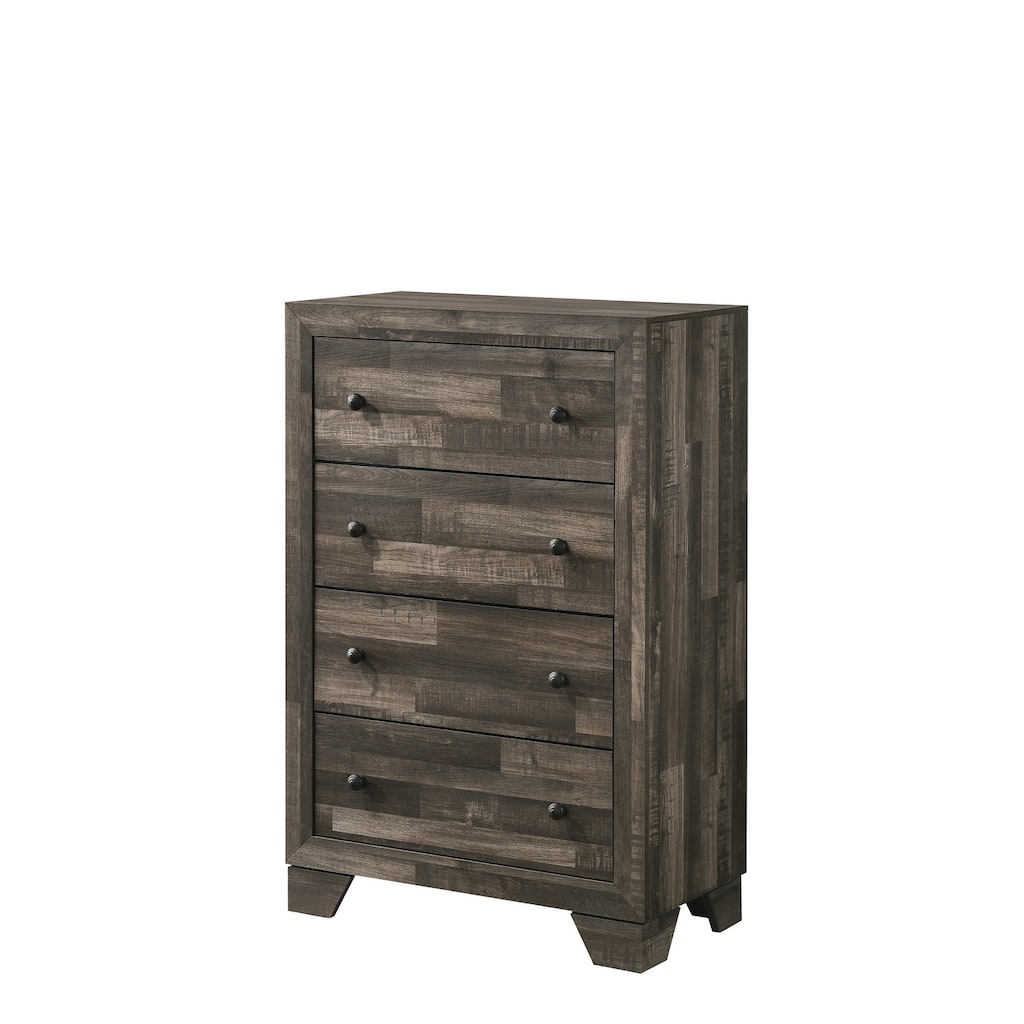 Rustic Four-Drawer Tall Storage Chest in Brown Gray Wood Finish