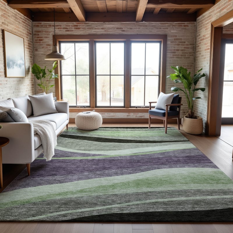 Premium Washable Super Soft Casual Contemporary Mayfield Rug - Purple - 2'6" x 3'10"