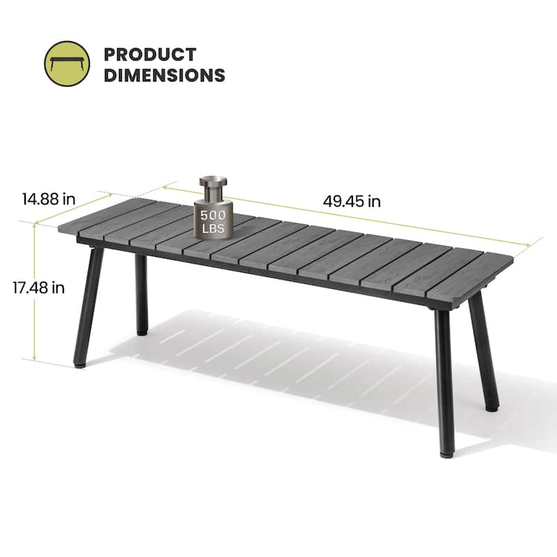 Indoor Outdoor Wood Dining Bench by Crestlive Products - 49.45" W x 14.88" D x 17.48" H