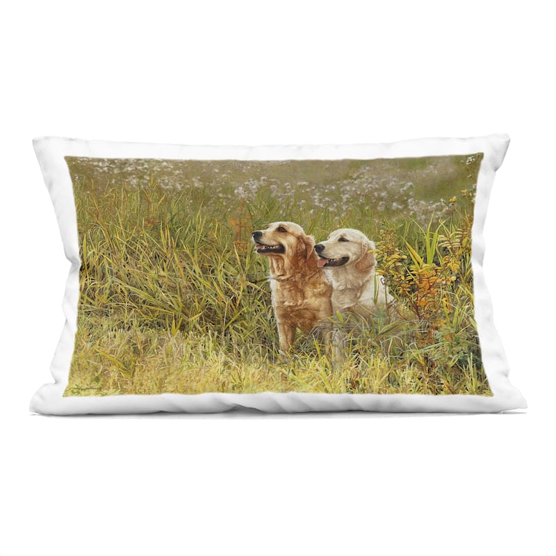 Stupell Happy Dogs Field Day Decorative Printed Throw Pillow Design by Sueellen Ross - Accent - Polyester - Green - Single