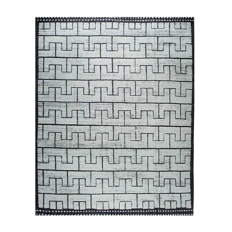 Hand-Knotted Wool Berber Moroccan Area Rug, 8' x 10'5, Ivory Area Rug, Stylish Soft Texture for Home Interiors - L