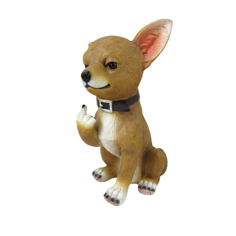 Lil Rascal Rude Finger Flipping Chihuahua Dog Tabletop Statue 6.75 - 6.75 X 4 X 5 inches