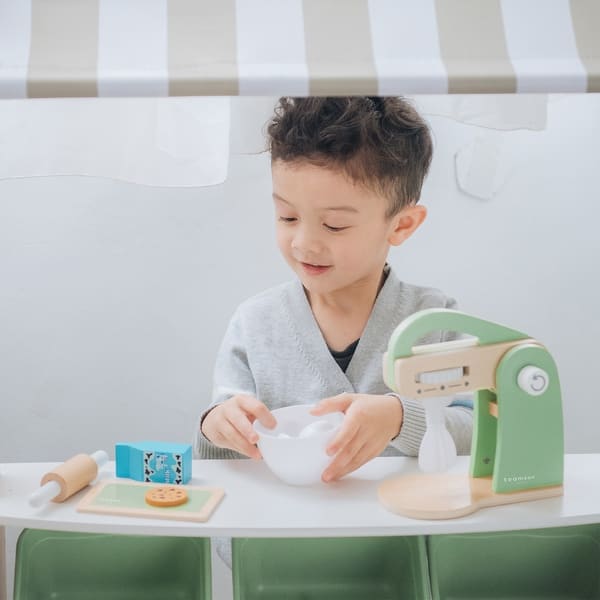 slide 2 of 8, Teamson Kids - Little Chef Frankfurt Wooden Mixer play kitchen accessories - Green Play Food