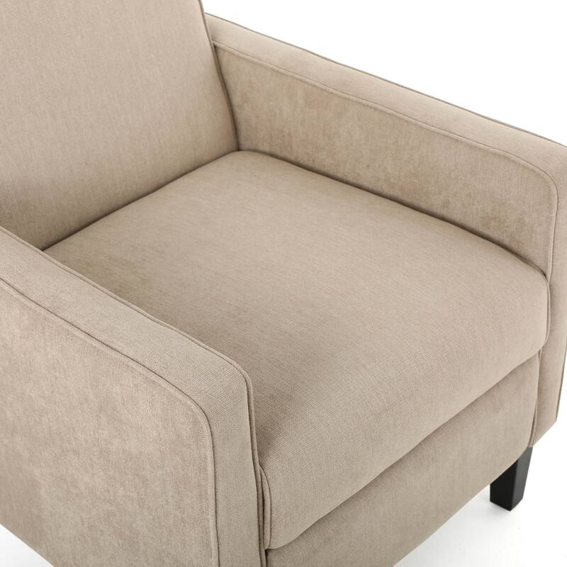 32" Linen Recliner with Retractable Footrest, Modern Accent Reading Chair, Upholstered Sofa Chair with Wood legs for Living Room