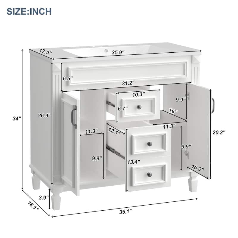 36'' Bathroom Vanity with Top Sink