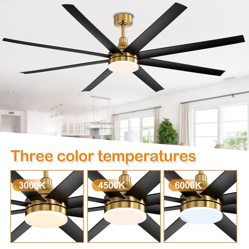 65"/72"/84" Modern LED Ceiling Fan with Light and Remote(8-Blade)