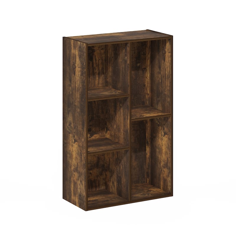 Furinno Luder 5-Cube Reversible Open Shelf, Blackwood - Amber Pine