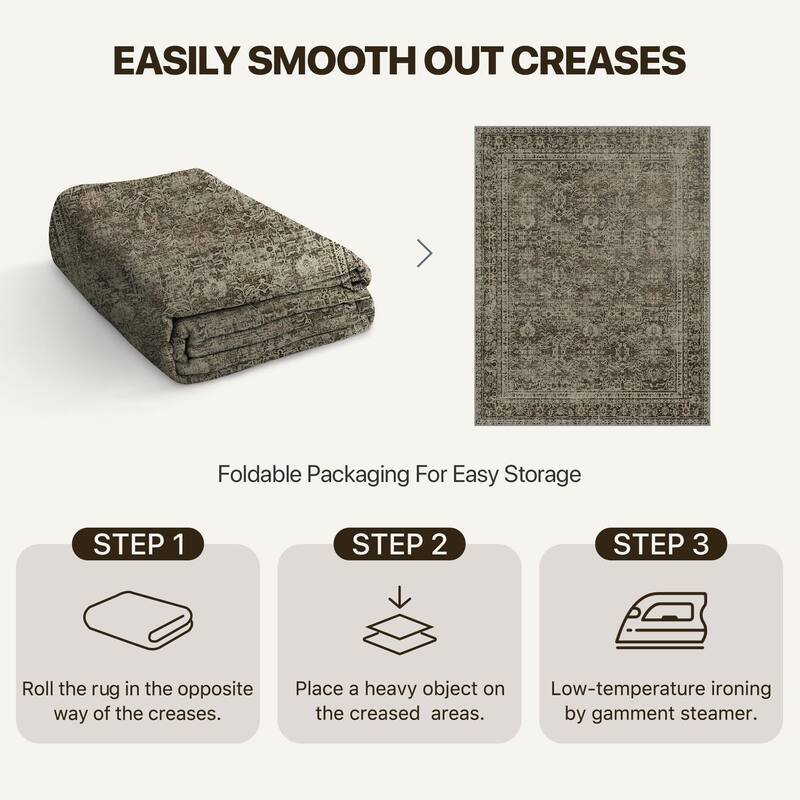 Mcow Modern Machine Washable Low Pile Lightweight Soft Print Area Rugs