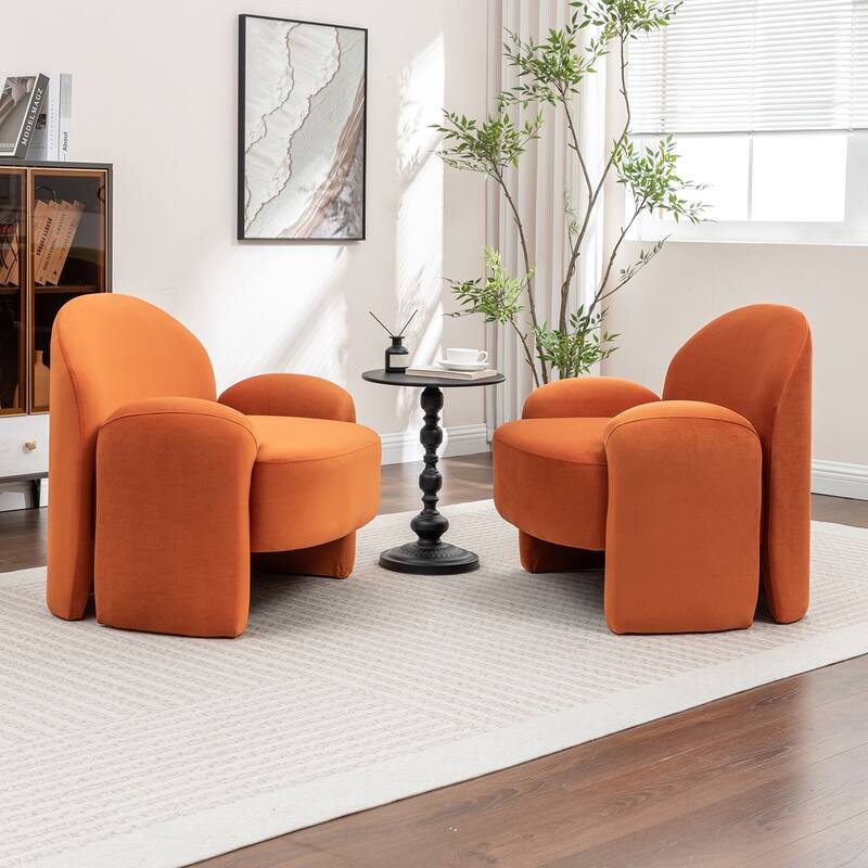 SEYNAR Modern Glam Velvet Thickened Seat Cushion Accent Chair Set of 2