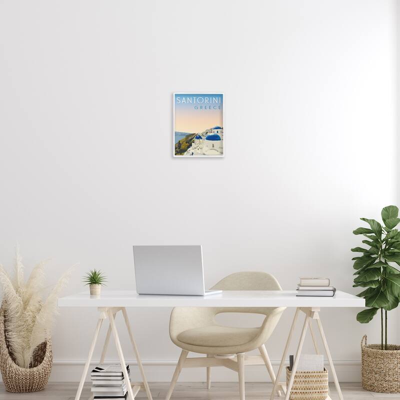 Stupell Vintage Santorini Cityscape Framed Giclee Art Design By Victoria Barnes