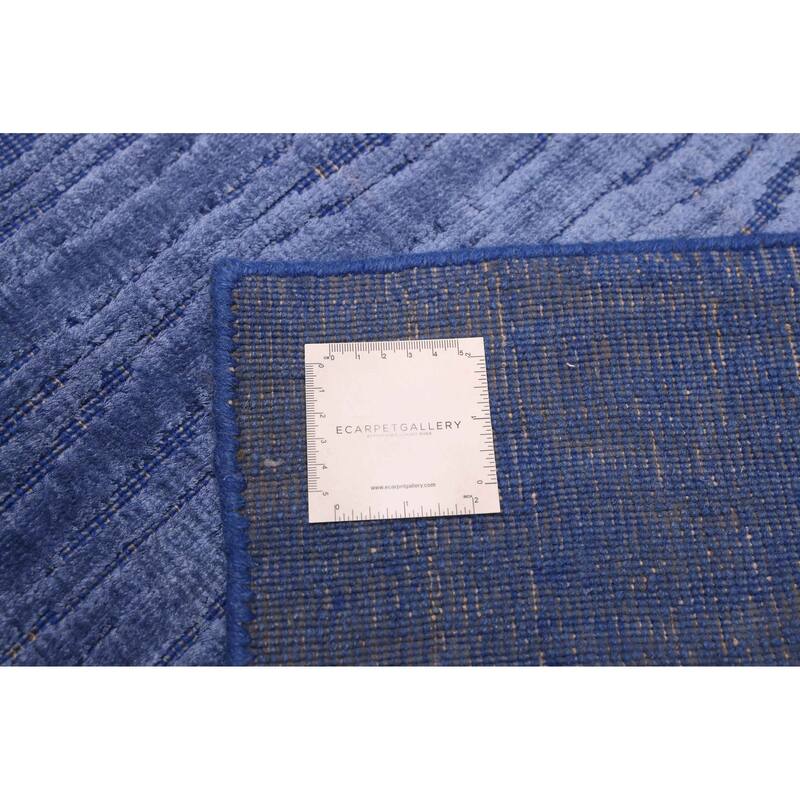 ECARPETGALLERY Hand Loomed Elysian Slate Blue Viscose Rug - 5'10 x 8'11