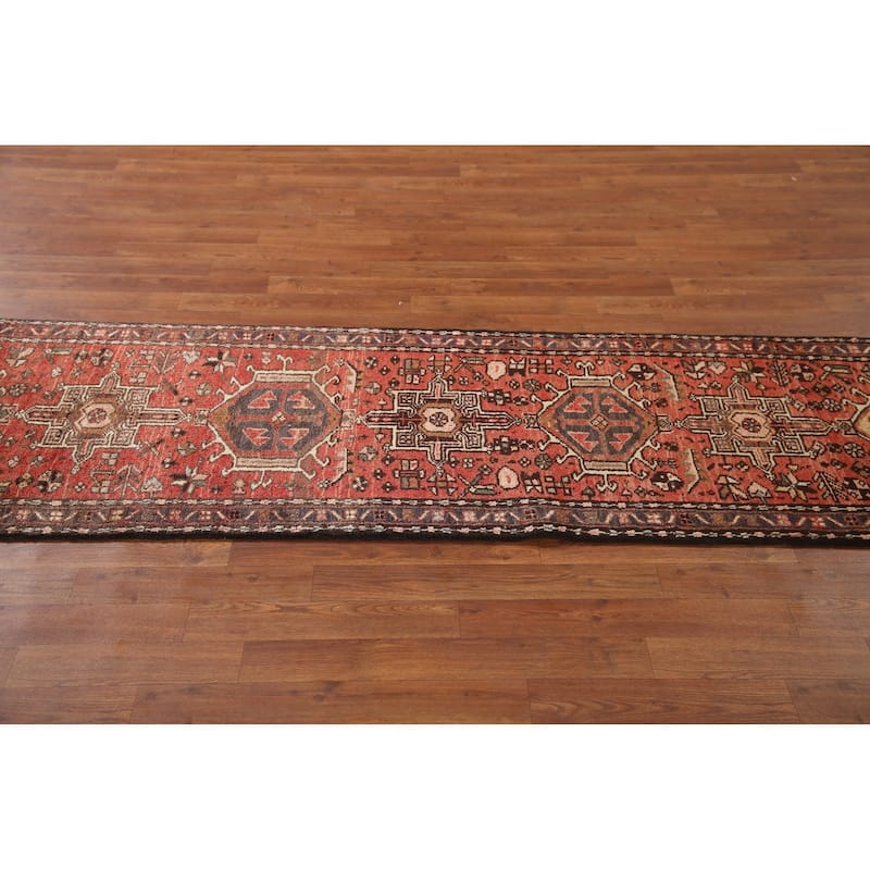 Vegetable Dye Gharajeh Persian Vintage Runner Rug Handmade Wool Carpet - 2'3"x 10'3"