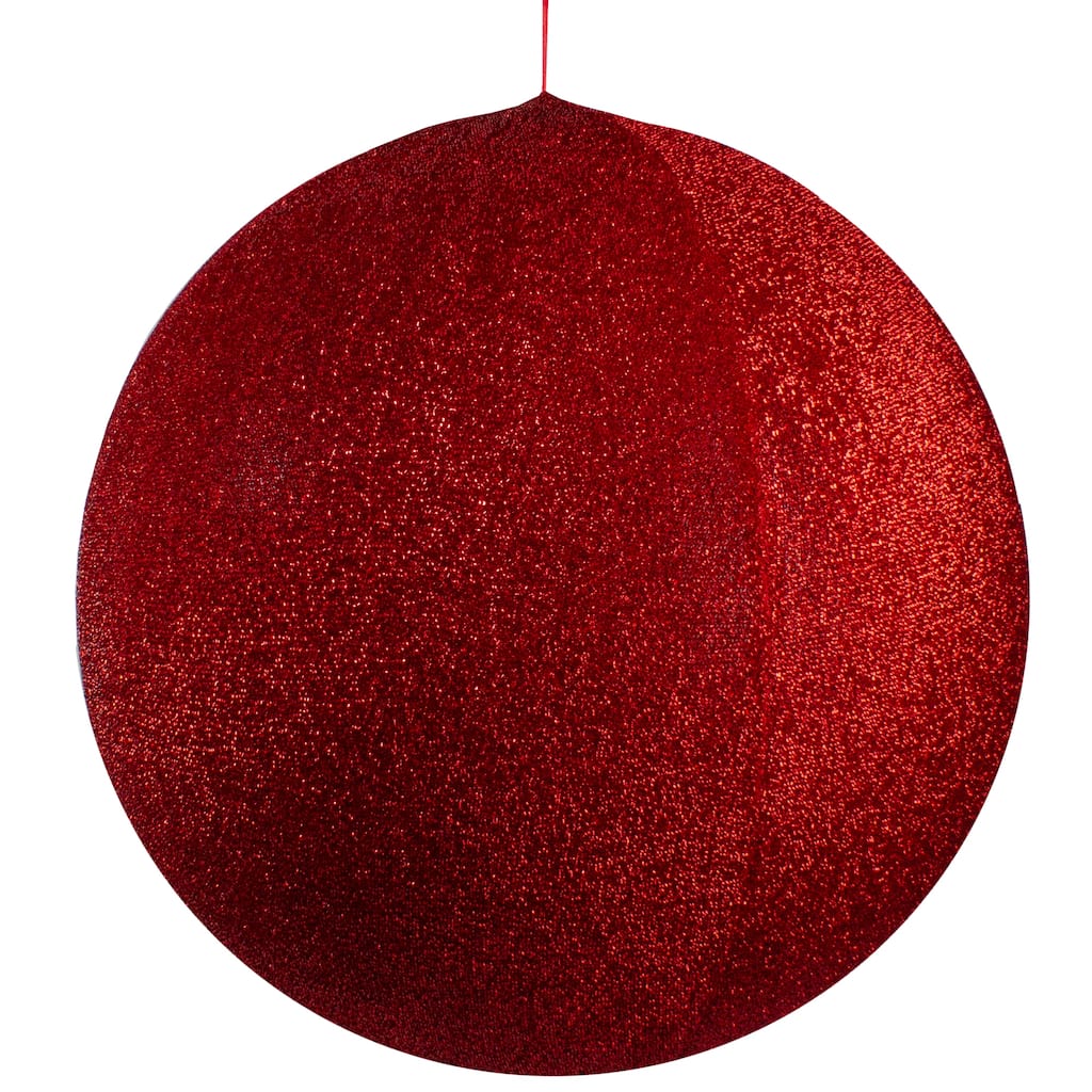 Tinsel Inflatable Christmas Ball Ornament Commercial Decor 27.5" Red
