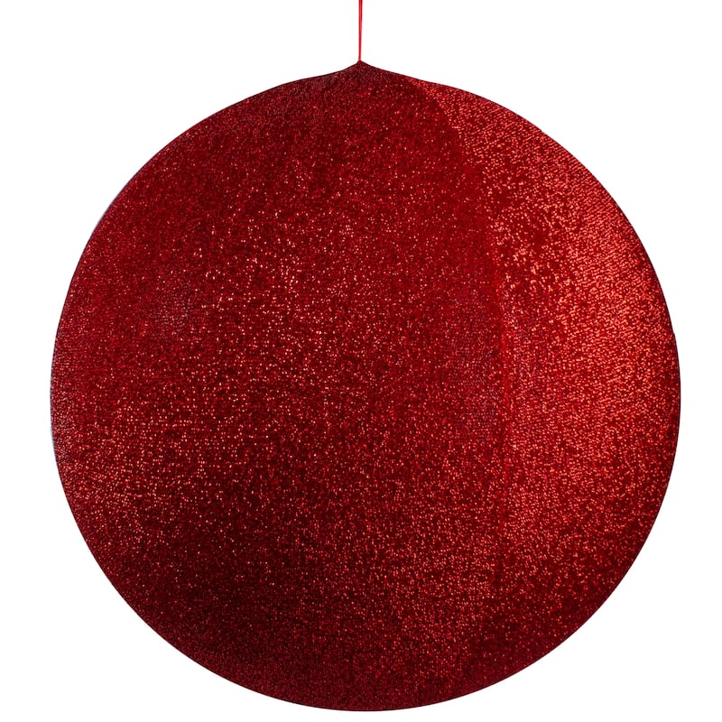 Inflatable Tinsel Ball Ornament Outdoor Decoration - Red