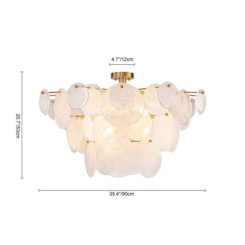 Contemporary Glam Tiered Cloud Glass Discs Semi-flush Mount