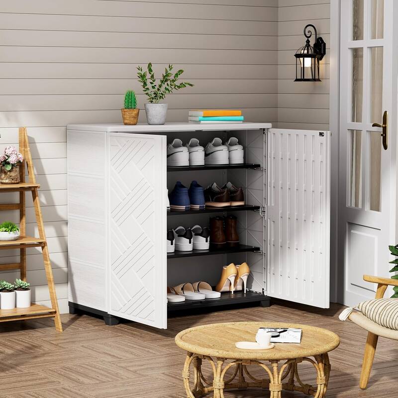 Outdoor Resin Deck Box Storage Shed for Garden,Patios,Backyards,Tools