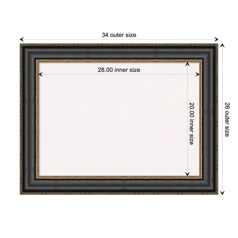 Thomas Black Bronze Framed White Corkboard Bulletin Board - Board Size 28x20