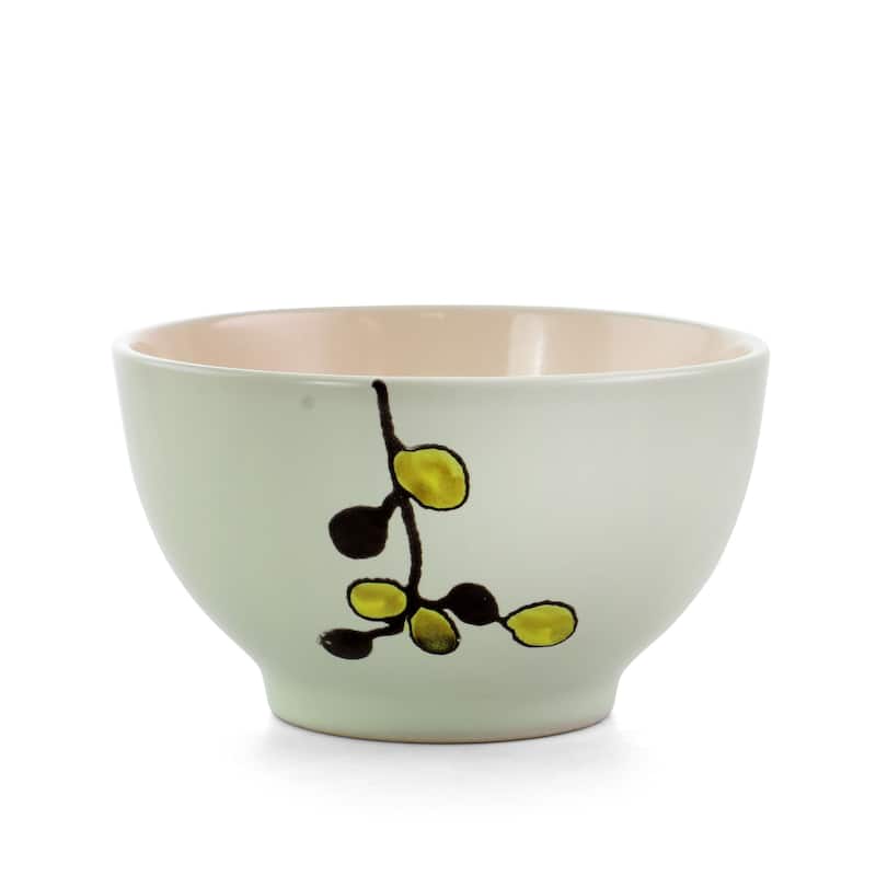 Summer Olive Blossom Round Stoneware Dinnerware Set 16 Pieces
