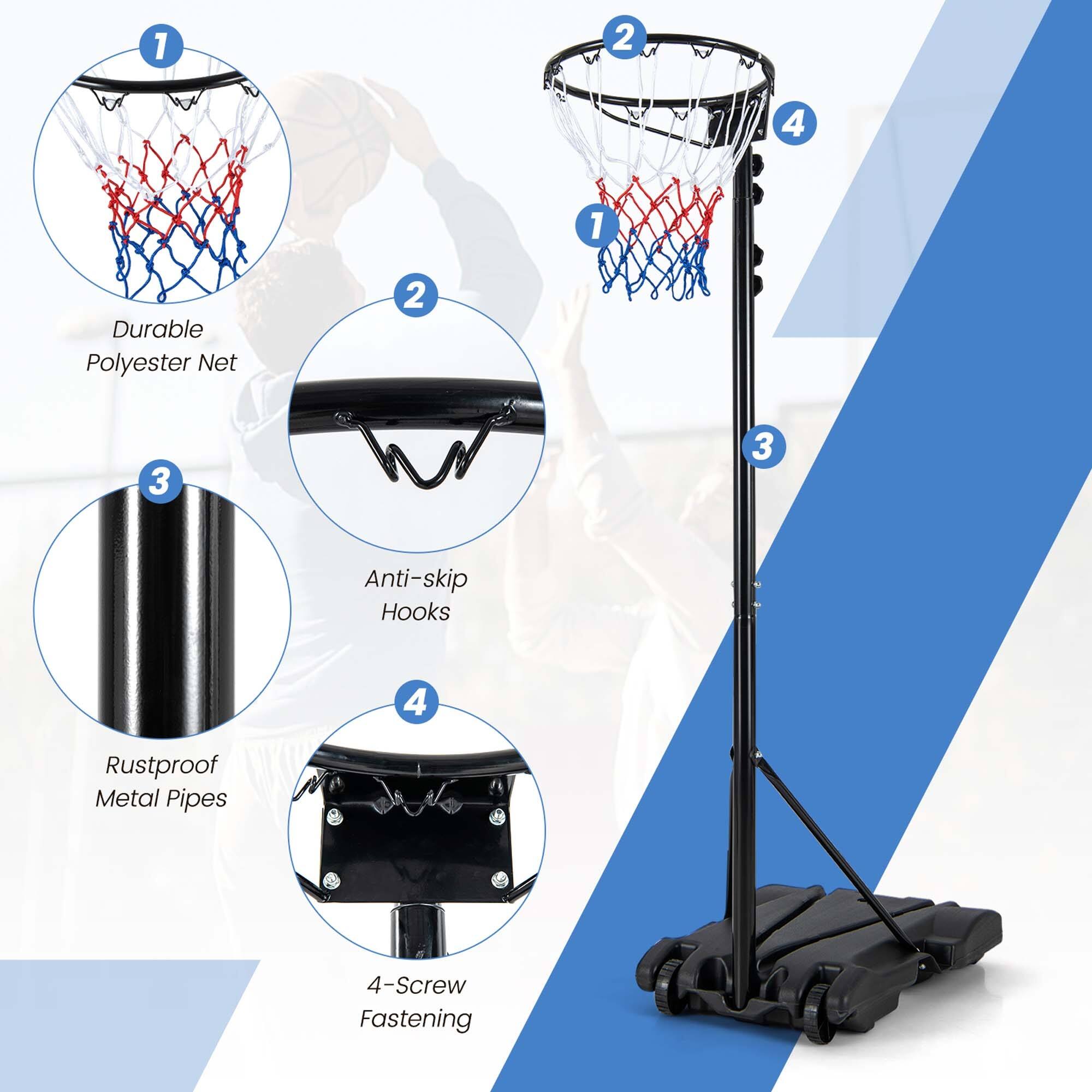 8.510FT Adjustable Basketball Hoop Goal with Fillable Base Wheel Bed