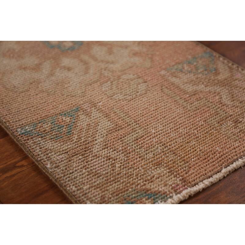 Hand Knotted Oriental 100% Wool Carpet Transitional Tribal Peach Anatolian Area Rug - 3' 2'' X 1' 6''