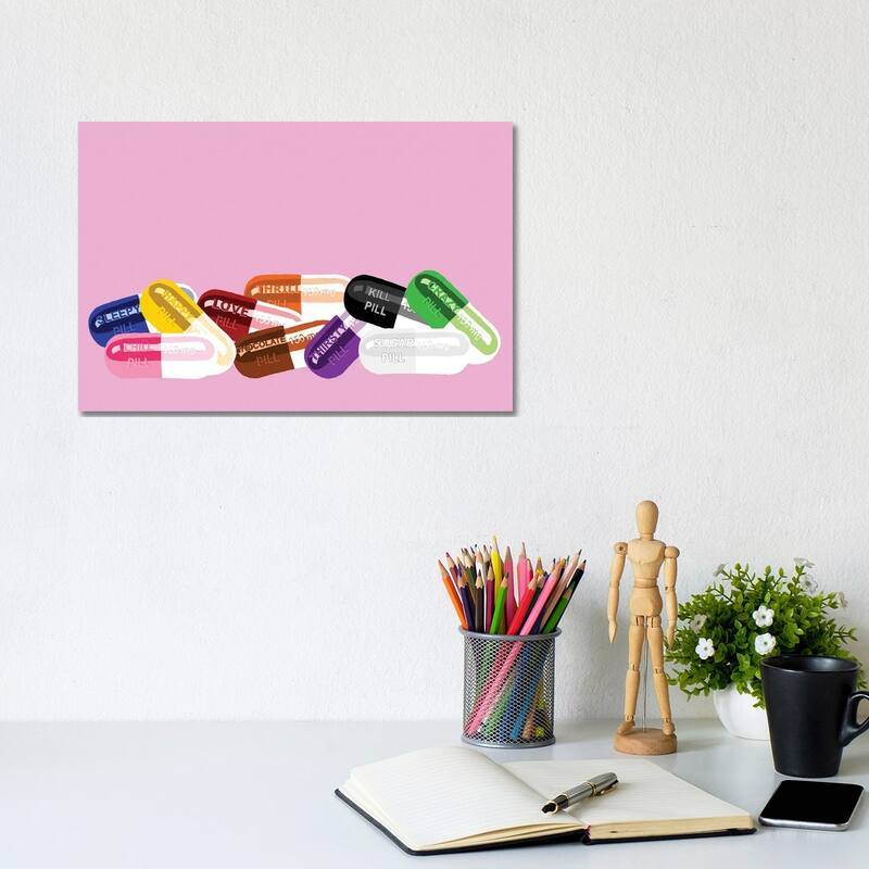 iCanvas "Chill Pill Party Pink" by Jaymie Metz Canvas Print - 8x12x0.75