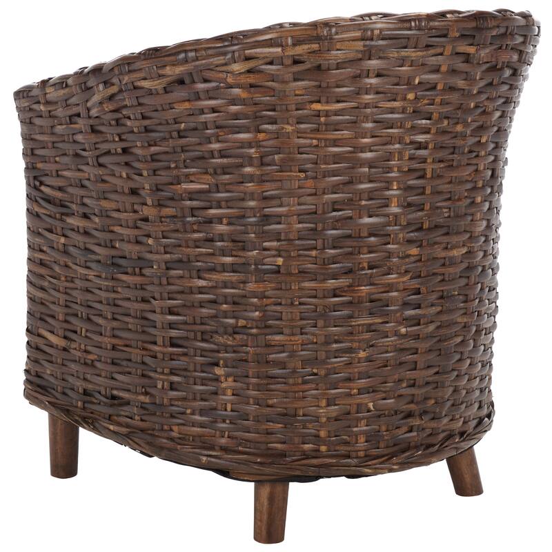 SAFAVIEH Charla Rattan Barrel Chair with Cushion - 29.1" x 27.2" x 32.7" - 29Wx27Dx33H