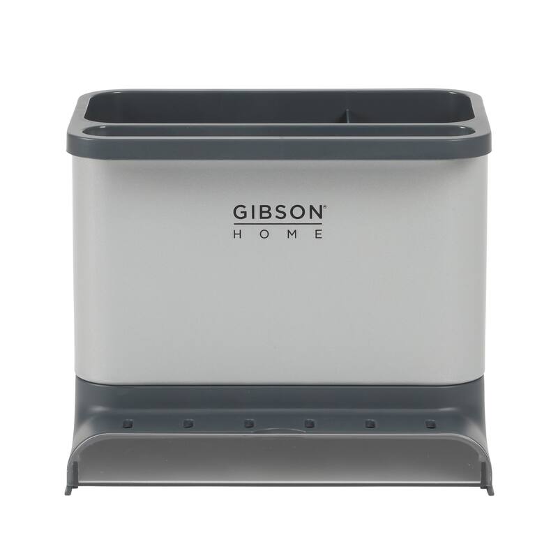 Gibson Home Ledgebrook Sink Caddy - Kitchen Organizer with Metal Panel, Sponge Holder, and Drain Board for Countertop Storage. - 7.23" x 4.62" x  6.07"