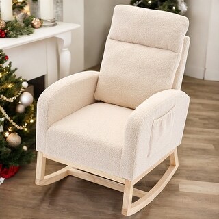 Modern Accent Rocking Chair Rocking Chair with Solid Wood Legs ...