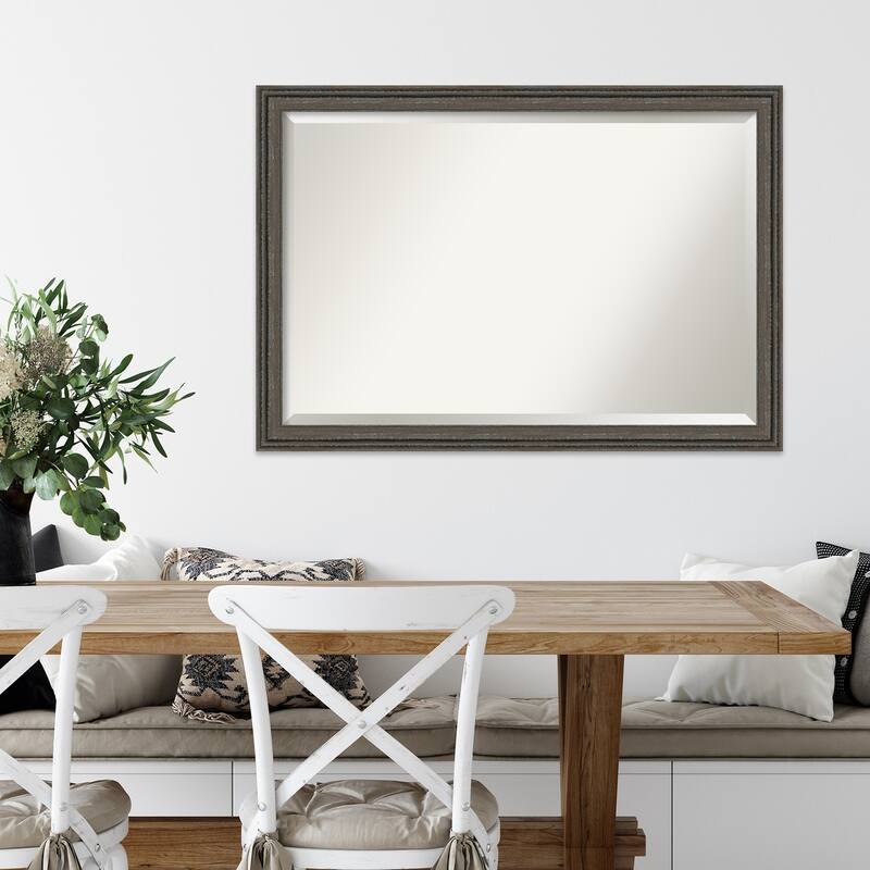 Upcycled Beveled Wood Framed Wall Mirror