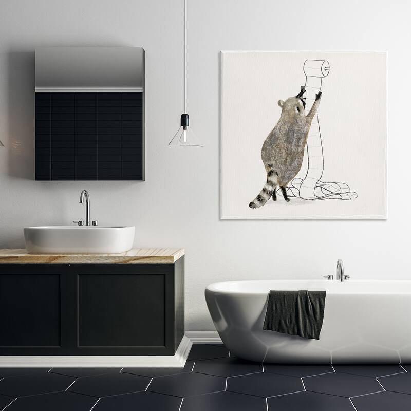 Stupell Raccoon Toilet Paper Hoarder Woodland Animal Canvas Wall Art
