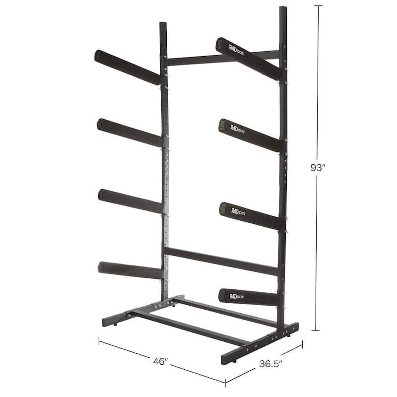 Kayak Storage Rack - 3-4 Level Freestanding Adjustable Stand with Padded Arms and 300 - 400lbs Capacity for Canoes by Rad Sportz
