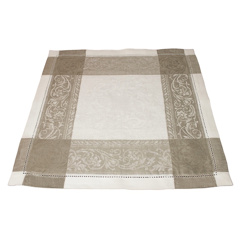 French Home Linen Set of 6 Versailles Napkins - White and Beige