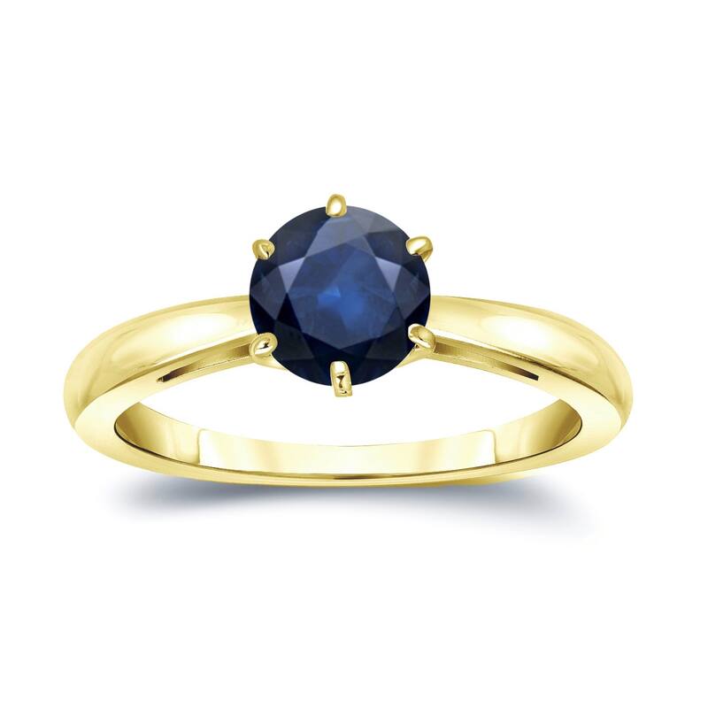 Auriya 14k Gold Blue Sapphire Solitaire Engagement Ring 1 1/4ct TGW - 4 - Yellow - Yellow