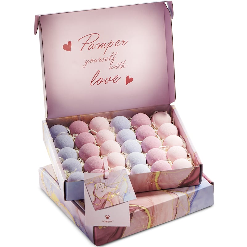 Lovery Bath Bombs Gift Set, 30pc Handmade Spa Body Care Balls in Variety Scents - Multi-Scented - 30 pc