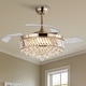 preview thumbnail 3 of 19, Kviflon 48" Crystal Fandelier Ceiling Fan with Light and Retractable Blades LED Dimmable for Bedroom Living Room - 48 Inches Gold