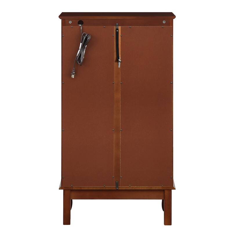 Curio Cabinet Lighted Diapaly Cabinet Wooden Shelving Unit with Adjustable Shelves and Mirrored Back Panel, Tempered Glass Doors