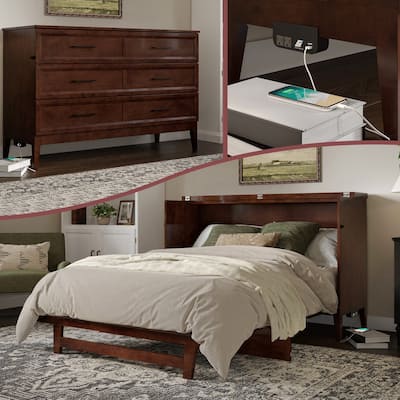Santa Fe Murphy Bed Chest with Mattress and Built-in Charger