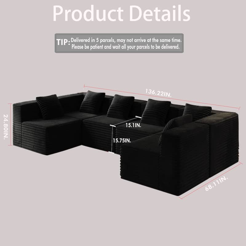 Modular Sectional Sofa for Living Room, Modern Deep Seat Couch, Compression Sofa, Boneless Upholstered Couch